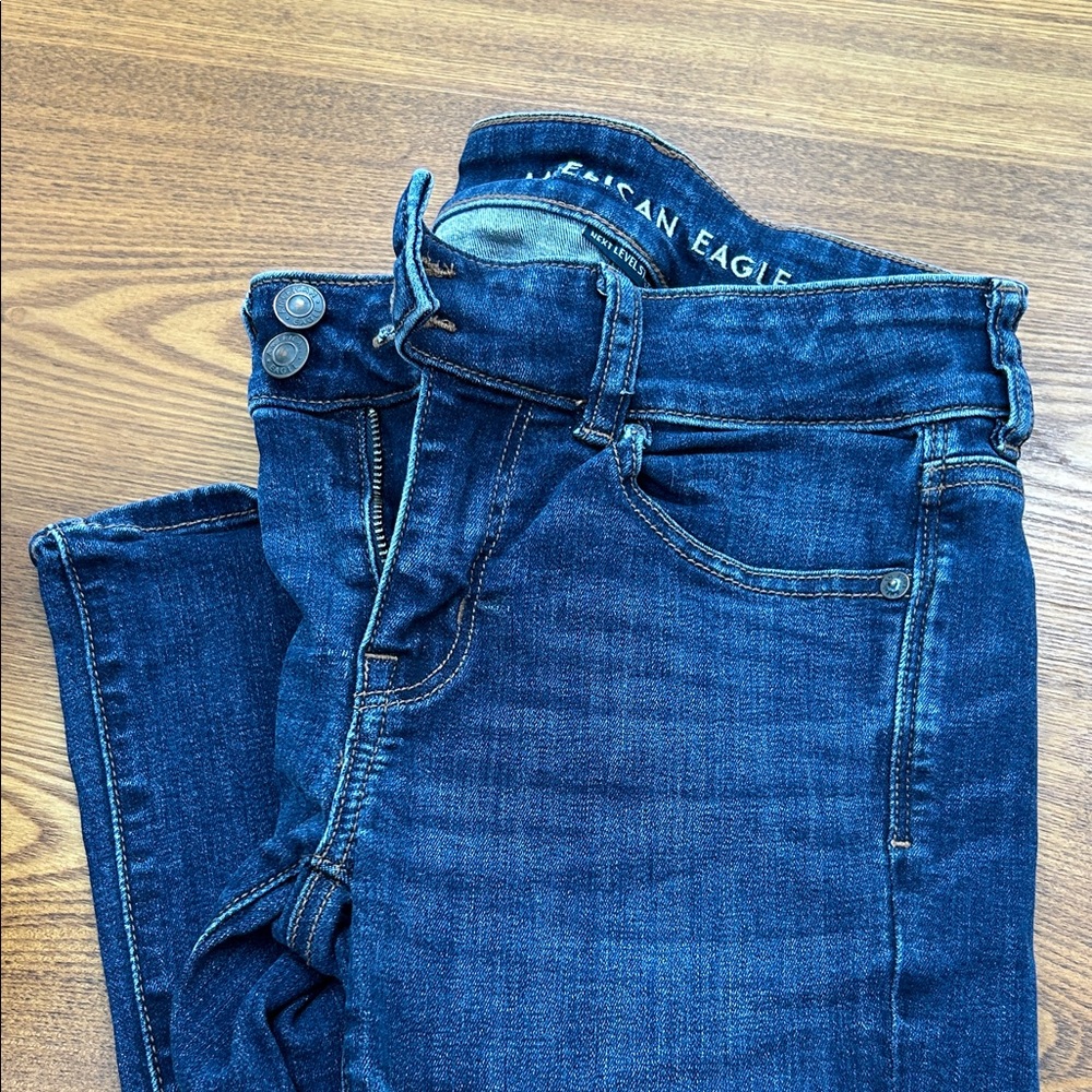 American Eagle Outfitters Women's Dark Blue Boot Cut Jeans next level stretch